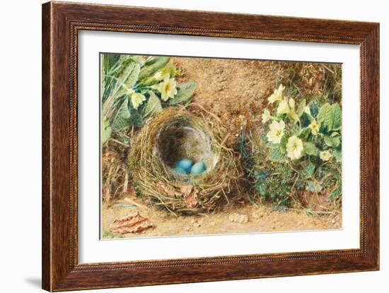 Bird's Nest with Three Blue Eggs and Primroses-William Henry Hunt-Framed Giclee Print