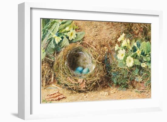 Bird's Nest with Three Blue Eggs and Primroses-William Henry Hunt-Framed Giclee Print