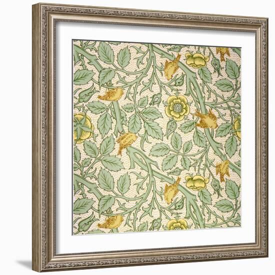 Bird Wallpaper Design (Colour Woodblock Print on Paper)-William Morris-Framed Giclee Print