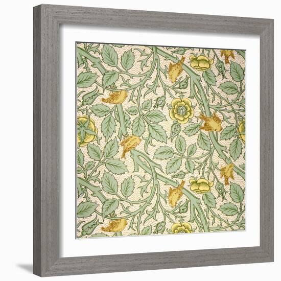 Bird Wallpaper Design (Colour Woodblock Print on Paper)-William Morris-Framed Giclee Print