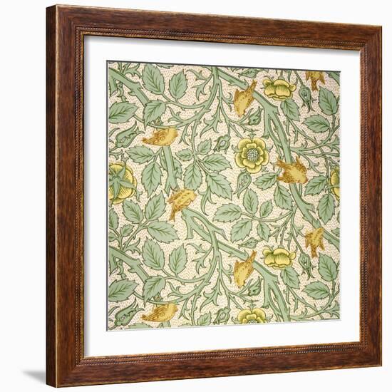 Bird Wallpaper Design (Colour Woodblock Print on Paper)-William Morris-Framed Giclee Print