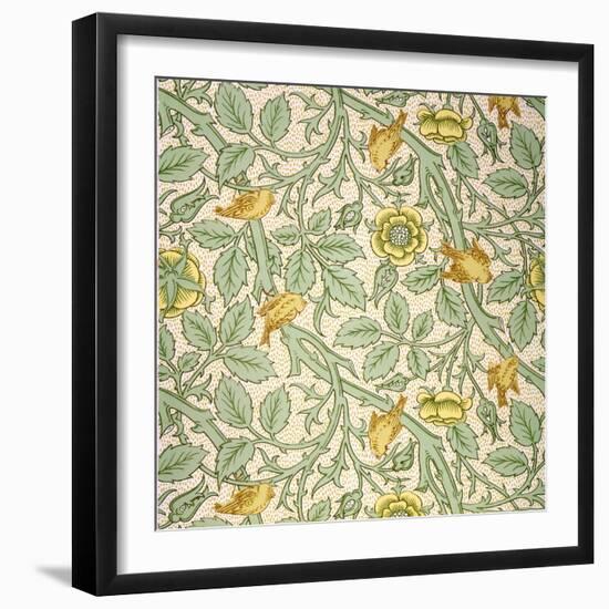 Bird Wallpaper Design (Colour Woodblock Print on Paper)-William Morris-Framed Giclee Print