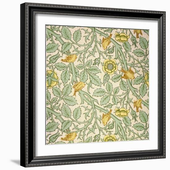 Bird Wallpaper Design (Colour Woodblock Print on Paper)-William Morris-Framed Giclee Print