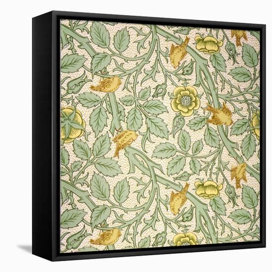 Bird Wallpaper Design (Colour Woodblock Print on Paper)-William Morris-Framed Premier Image Canvas