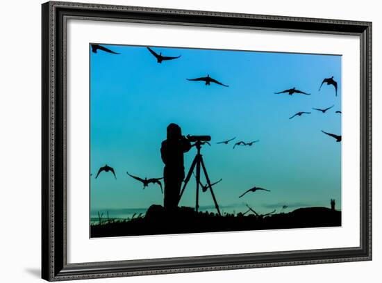 Bird Watcher Silhouette-Erkki Alvenmod-Framed Photographic Print