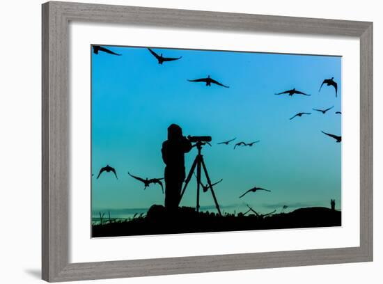 Bird Watcher Silhouette-Erkki Alvenmod-Framed Photographic Print