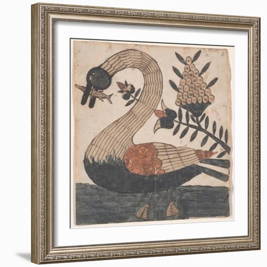 Bird with Fish, Fraktur Painting, C.1810-null-Framed Giclee Print