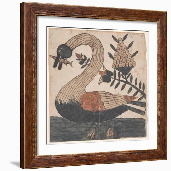 Bird with Fish, Fraktur Painting, C.1810-null-Framed Giclee Print