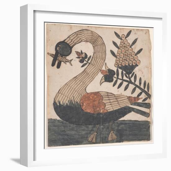 Bird with Fish, Fraktur Painting, C.1810-null-Framed Giclee Print