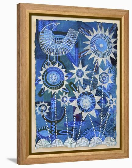 Bird with Starflowers-Hilke Macintyre-Framed Premier Image Canvas