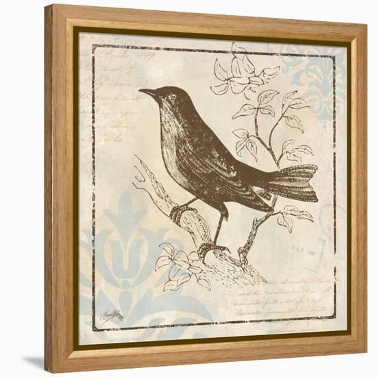 Bird Woodcut II-Elizabeth Medley-Framed Stretched Canvas