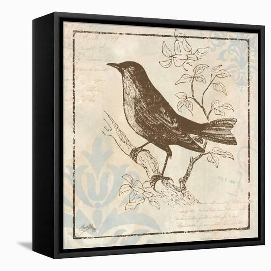 Bird Woodcut II-Elizabeth Medley-Framed Stretched Canvas