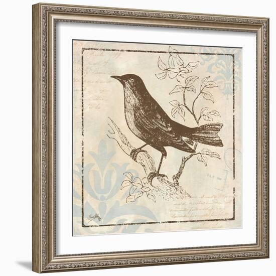 Bird Woodcut II-Elizabeth Medley-Framed Art Print