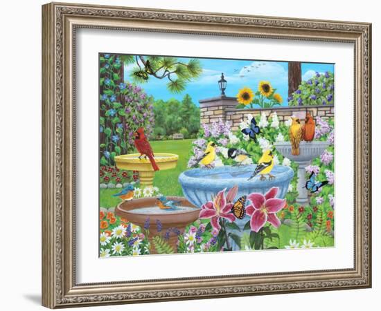 Birdbath Garden-Kathy Kehoe Bambeck-Framed Giclee Print