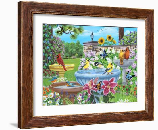 Birdbath Garden-Kathy Kehoe Bambeck-Framed Giclee Print