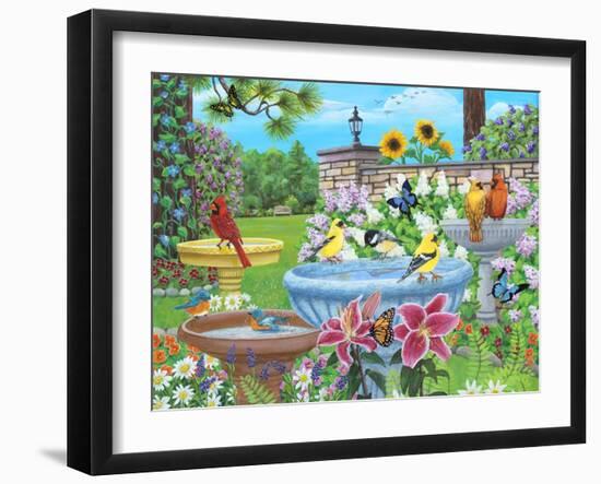 Birdbath Garden-Kathy Kehoe Bambeck-Framed Giclee Print