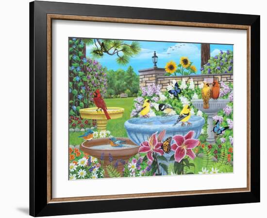 Birdbath Garden-Kathy Kehoe Bambeck-Framed Giclee Print