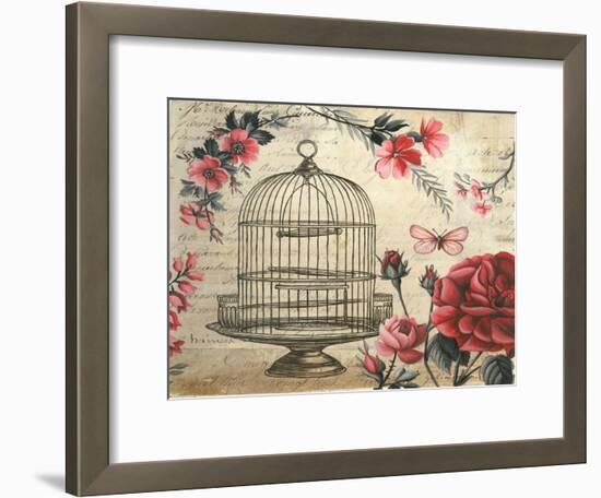Birdcage &amp; Blossoms-Kimberly Poloson-Framed Art Print