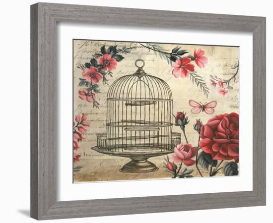 Birdcage &amp; Blossoms-Kimberly Poloson-Framed Art Print