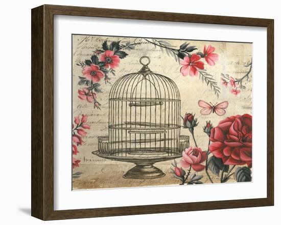 Birdcage &amp; Blossoms-Kimberly Poloson-Framed Art Print