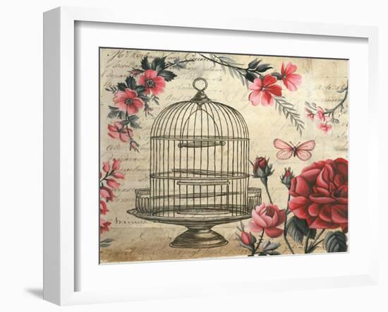 Birdcage &amp; Blossoms-Kimberly Poloson-Framed Art Print