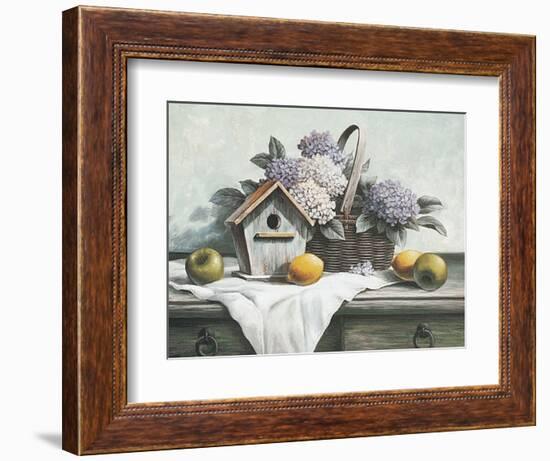 Birdhouse and Hydrangea-unknown Chiu-Framed Art Print