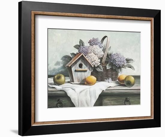 Birdhouse and Hydrangea-unknown Chiu-Framed Art Print