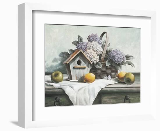 Birdhouse and Hydrangea-unknown Chiu-Framed Art Print