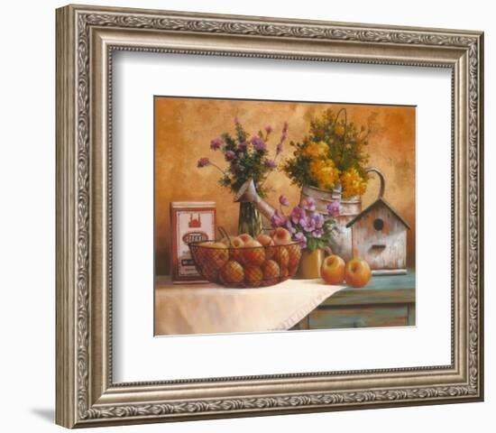 Birdhouse and Watering Can-null-Framed Art Print