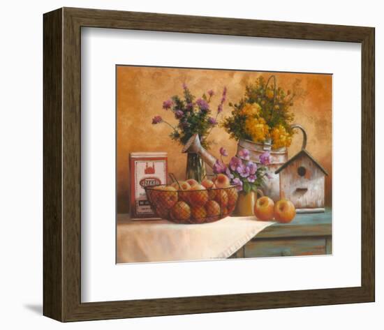 Birdhouse and Watering Can-null-Framed Art Print