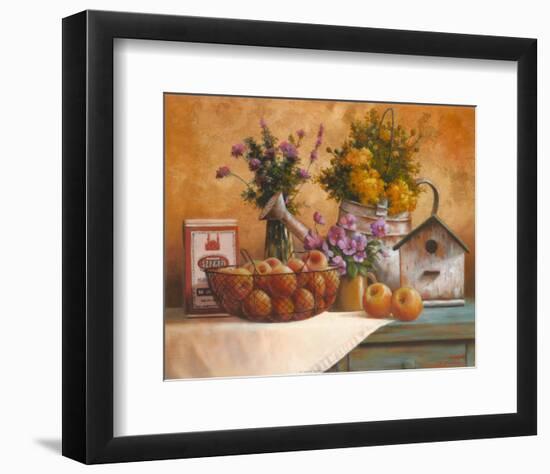 Birdhouse and Watering Can-null-Framed Art Print