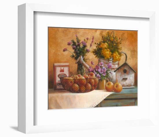 Birdhouse and Watering Can-null-Framed Art Print