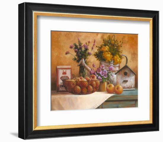 Birdhouse and Watering Can-null-Framed Art Print