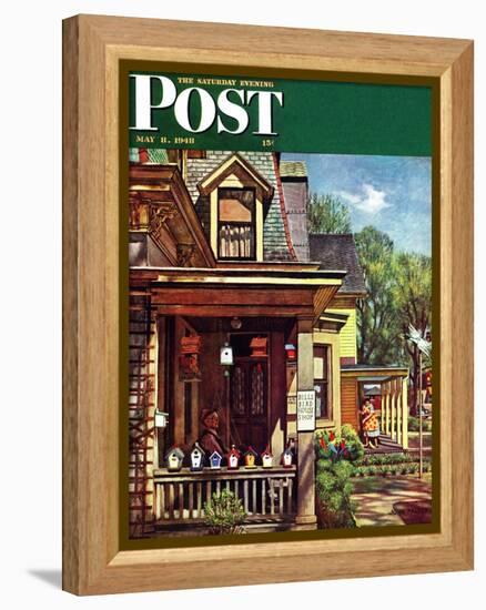 "Birdhouse Builder," Saturday Evening Post Cover, May 8, 1948-John Falter-Framed Premier Image Canvas