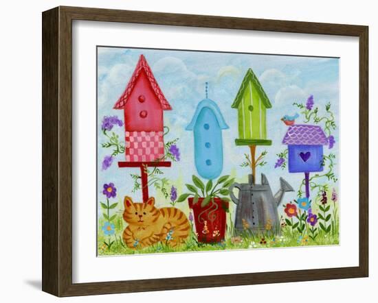 Birdhouses in Garden-Beverly Johnston-Framed Giclee Print