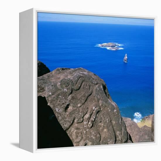 Birdman Petroglyphs at Orongo Ceremonial Village on Rim of Crater Rano Kau, Easter Island, Chile-Geoff Renner-Framed Premier Image Canvas