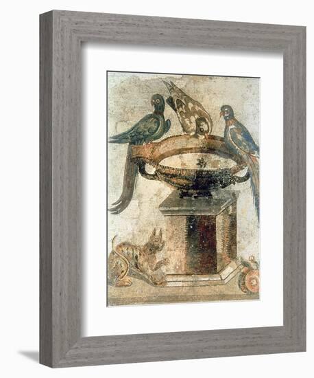 Birds and an Ambushing Cat, from Pompeii, 1st Century Ad-null-Framed Giclee Print