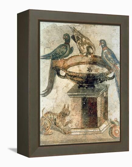 Birds and an Ambushing Cat, from Pompeii, 1st Century Ad-null-Framed Premier Image Canvas