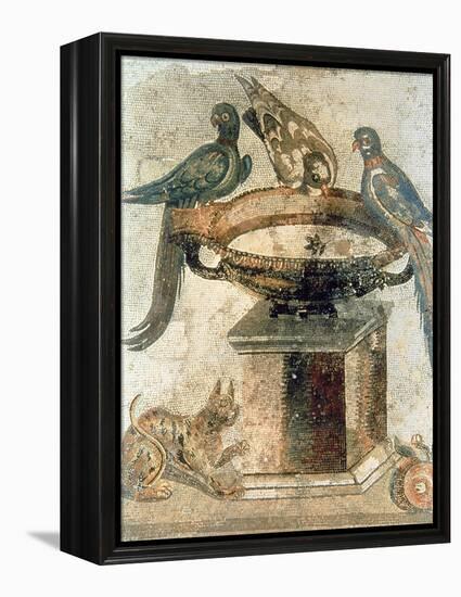 Birds and an Ambushing Cat, from Pompeii, 1st Century Ad-null-Framed Premier Image Canvas