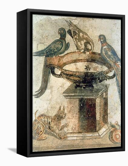 Birds and an Ambushing Cat, from Pompeii, 1st Century Ad-null-Framed Premier Image Canvas