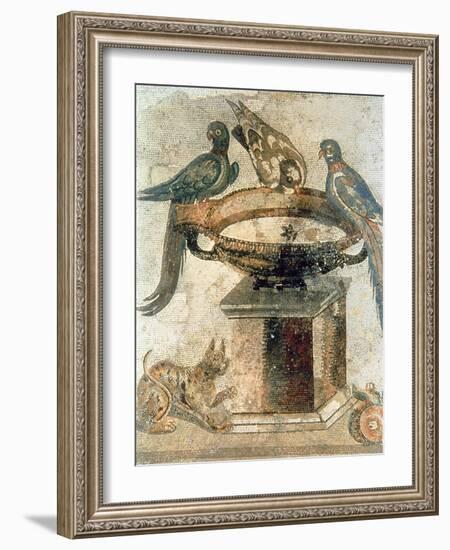 Birds and an Ambushing Cat, from Pompeii, 1st Century Ad-null-Framed Giclee Print