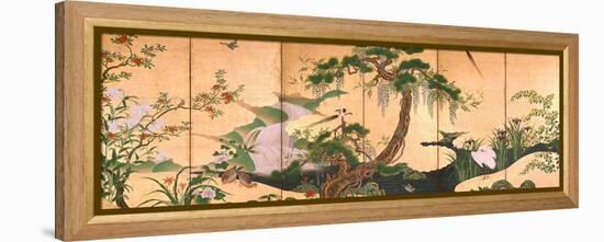 Birds and Flowers of Spring and Summer, Second Half of the 17th C-Kano Eino-Framed Premier Image Canvas