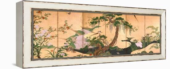 Birds and Flowers of Spring and Summer, Second Half of the 17th C-Kano Eino-Framed Premier Image Canvas