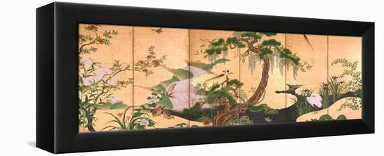 Birds and Flowers of Spring and Summer, Second Half of the 17th C-Kano Eino-Framed Premier Image Canvas