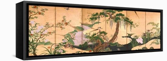 Birds and Flowers of Spring and Summer, Second Half of the 17th C-Kano Eino-Framed Premier Image Canvas