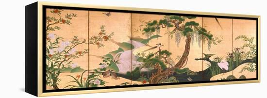 Birds and Flowers of Spring and Summer, Second Half of the 17th C-Kano Eino-Framed Premier Image Canvas