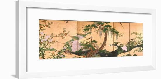 Birds and Flowers of Spring and Summer, Second Half of the 17th C-Kano Eino-Framed Giclee Print