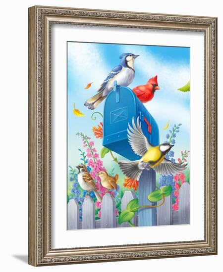 Birds and Mailbox-Olga Kovaleva-Framed Giclee Print