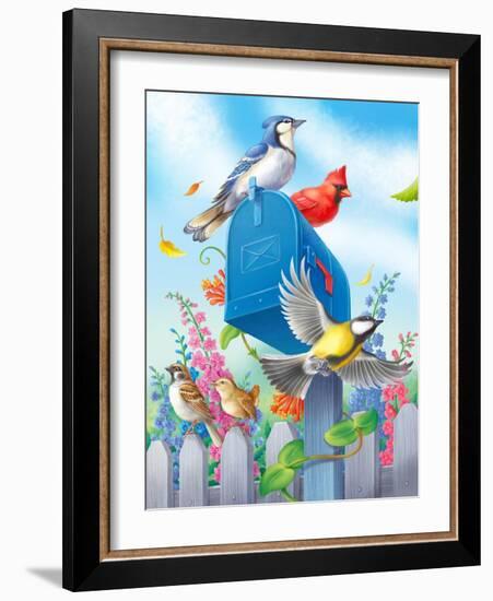 Birds and Mailbox-Olga Kovaleva-Framed Giclee Print