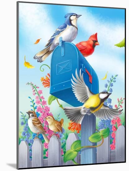 Birds and Mailbox-Olga Kovaleva-Mounted Giclee Print